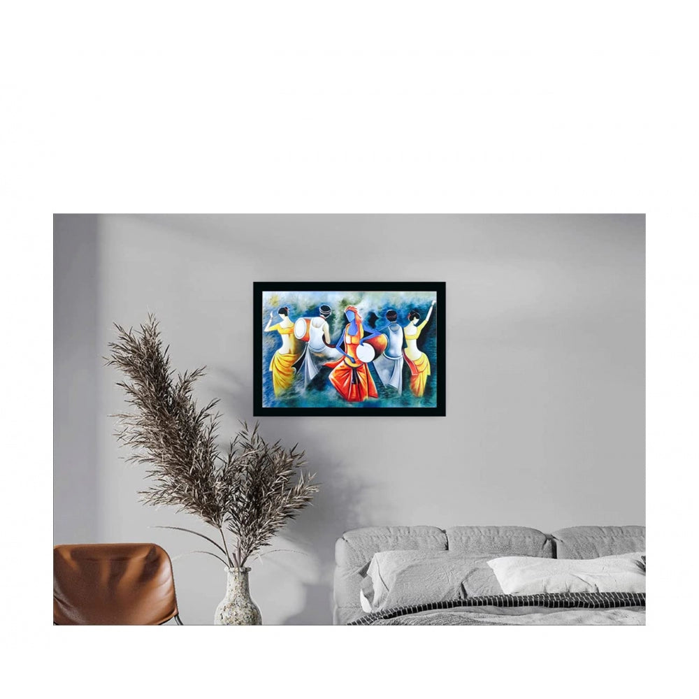Amfyn Modern Art Painting with Synthetic Photo Frame (Multicolor)