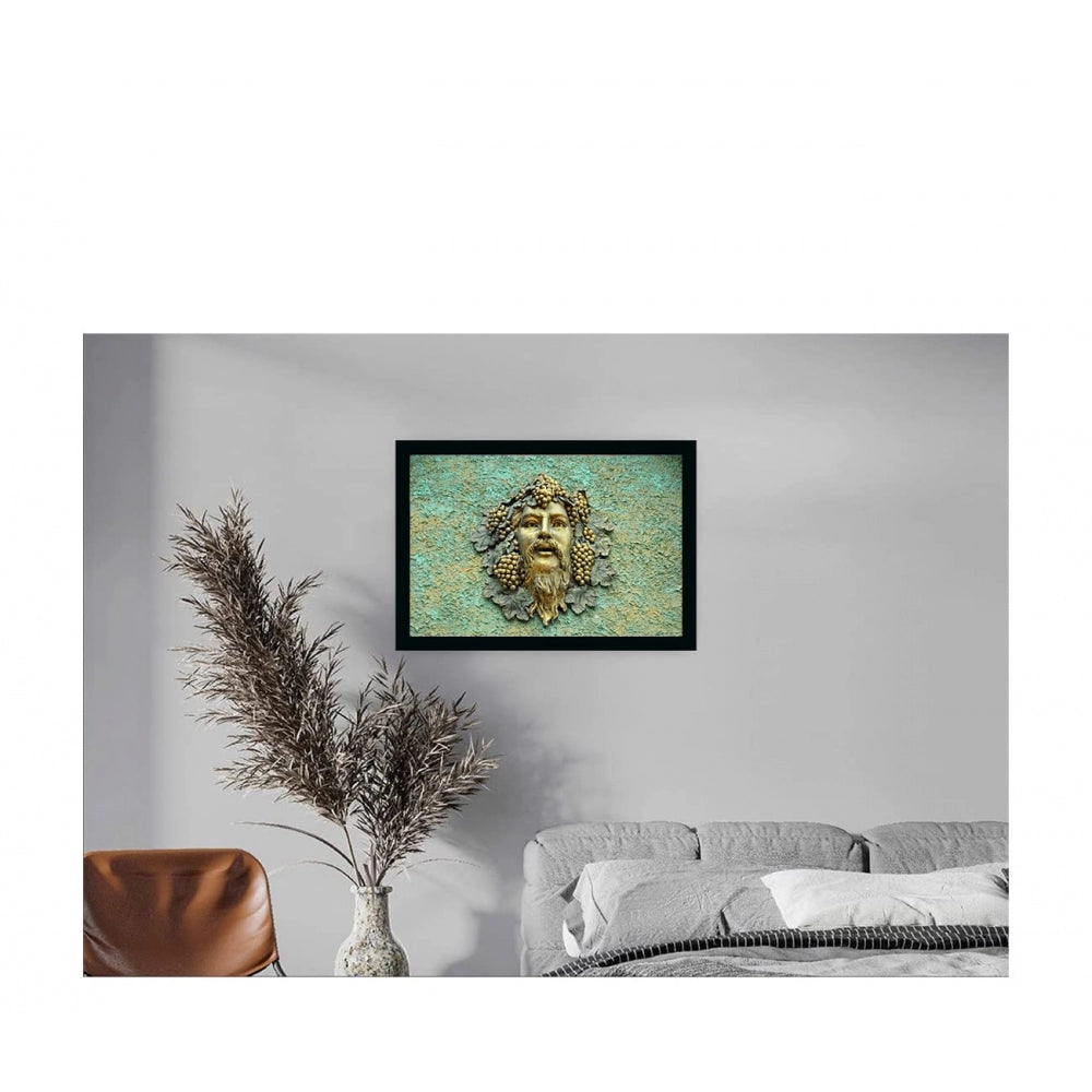 Amfyn Lord Buddha Painting with Synthetic Photo Frame (Multicolor)
