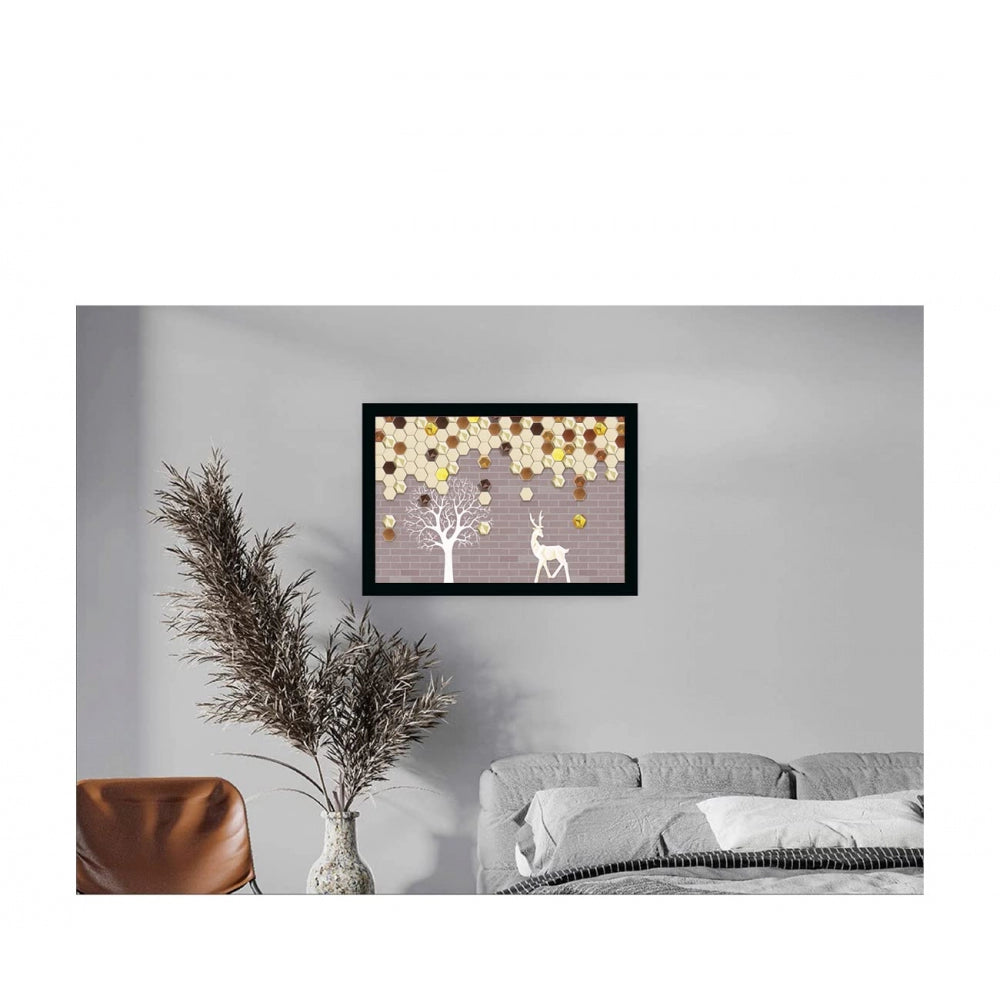 Amfyn Flower Painting Painting with Synthetic Photo Frame (Multicolor)