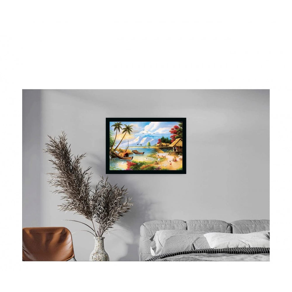 Amfyn Natural Scenery Painting with Synthetic Photo Frame (Multicolor)