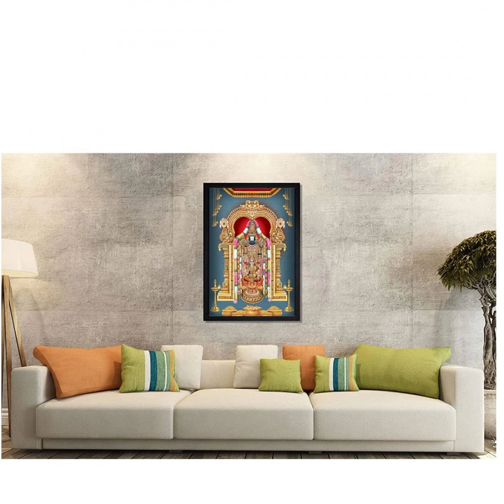 Amfyn Tirupati Balaji Painting with Synthetic Photo Frame (Multicolor)