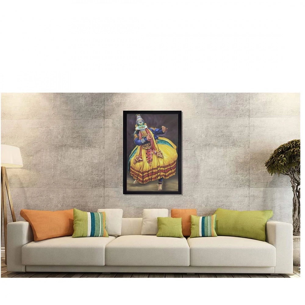 Amfyn Kerala Traditional Kathakali Painting with Synthetic Photo Frame (Multicolor)