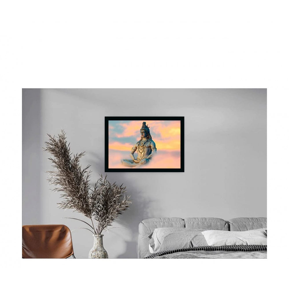 Fashion Lord Shiva Painting with Synthetic Photo Frame (Multicolor)
