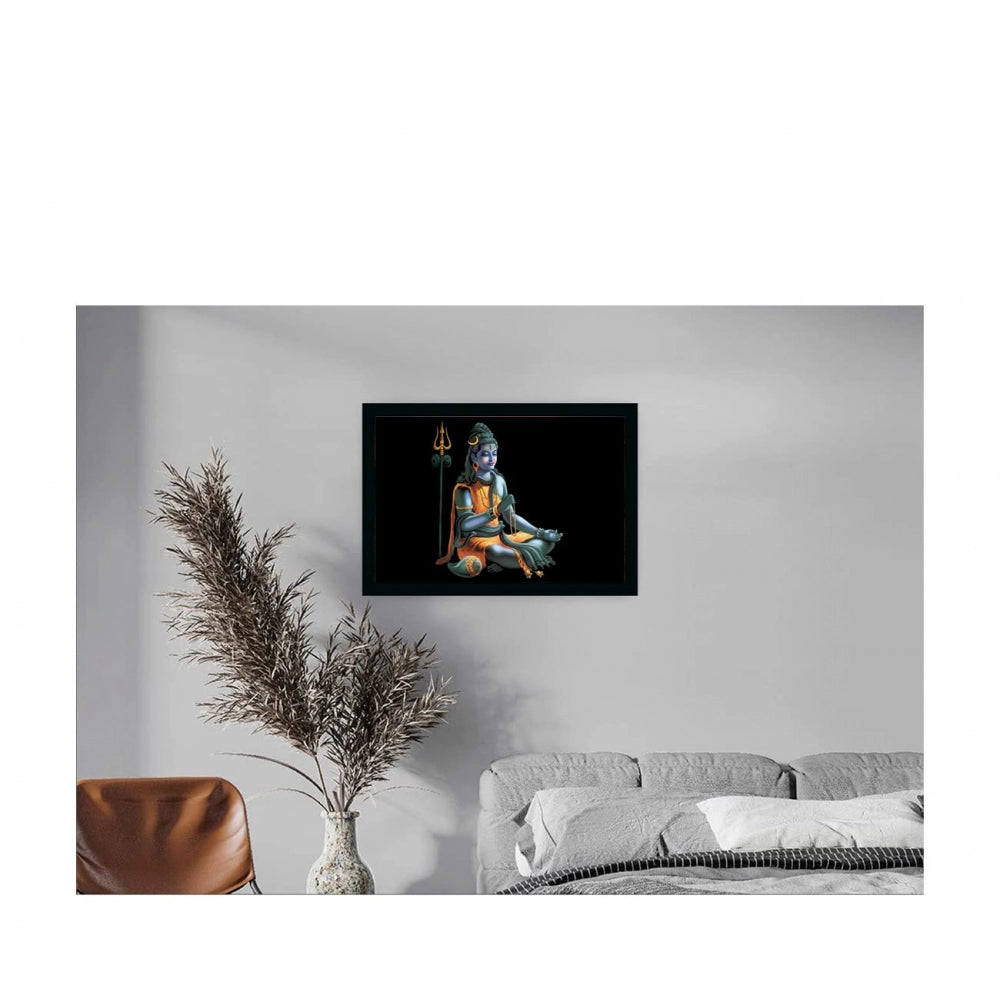 Amfyn Lord Shiva Painting with Synthetic Photo Frame (Multicolor)