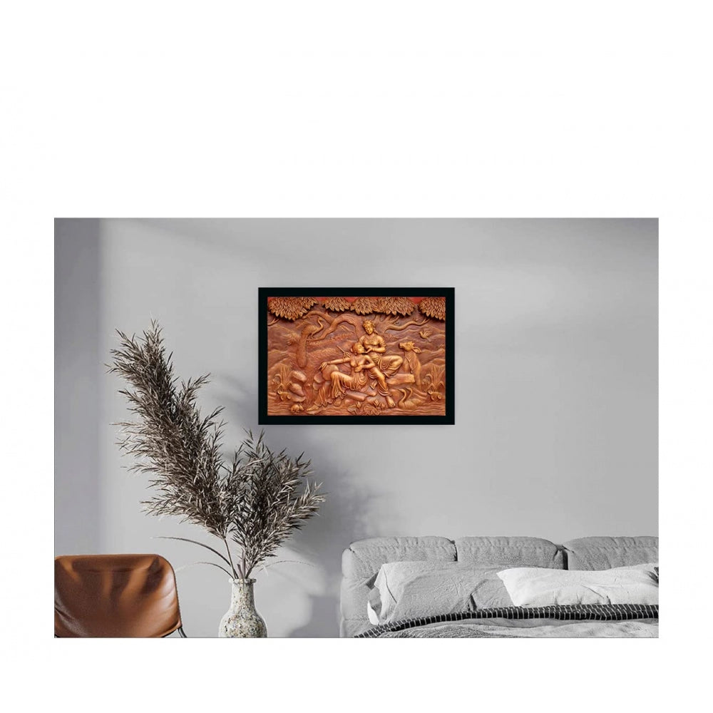 Amfyn Radha Krishna Painting with Synthetic Photo Frame (Multicolor)