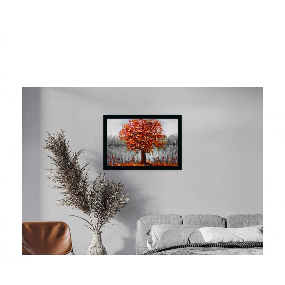 Amfyn Tree Painting Painting with Synthetic Photo Frame (Multicolor)