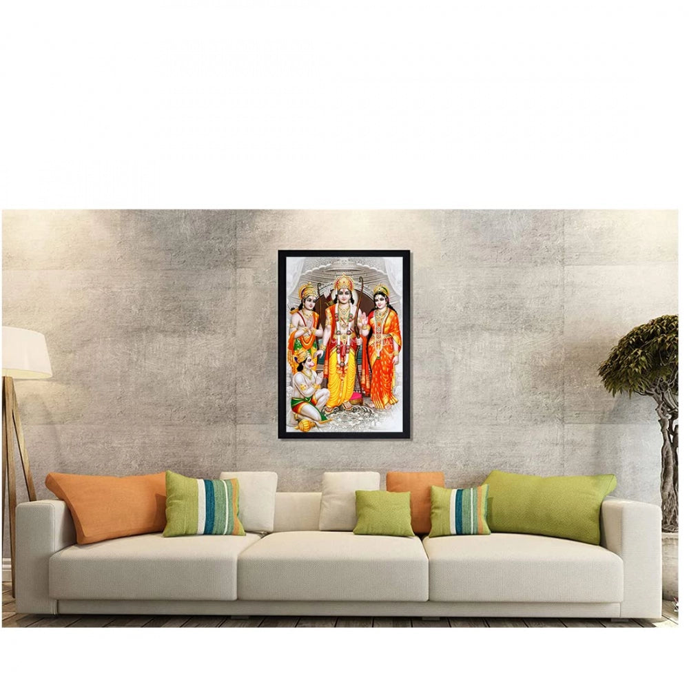 Amfyn Ram Dharbar Painting with Synthetic Photo Frame (Multicolor)