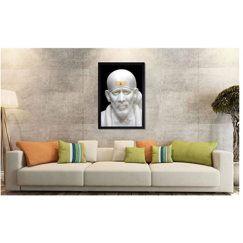 Amfyn Saibaba Painting with Synthetic Photo Frame (Multicolor)