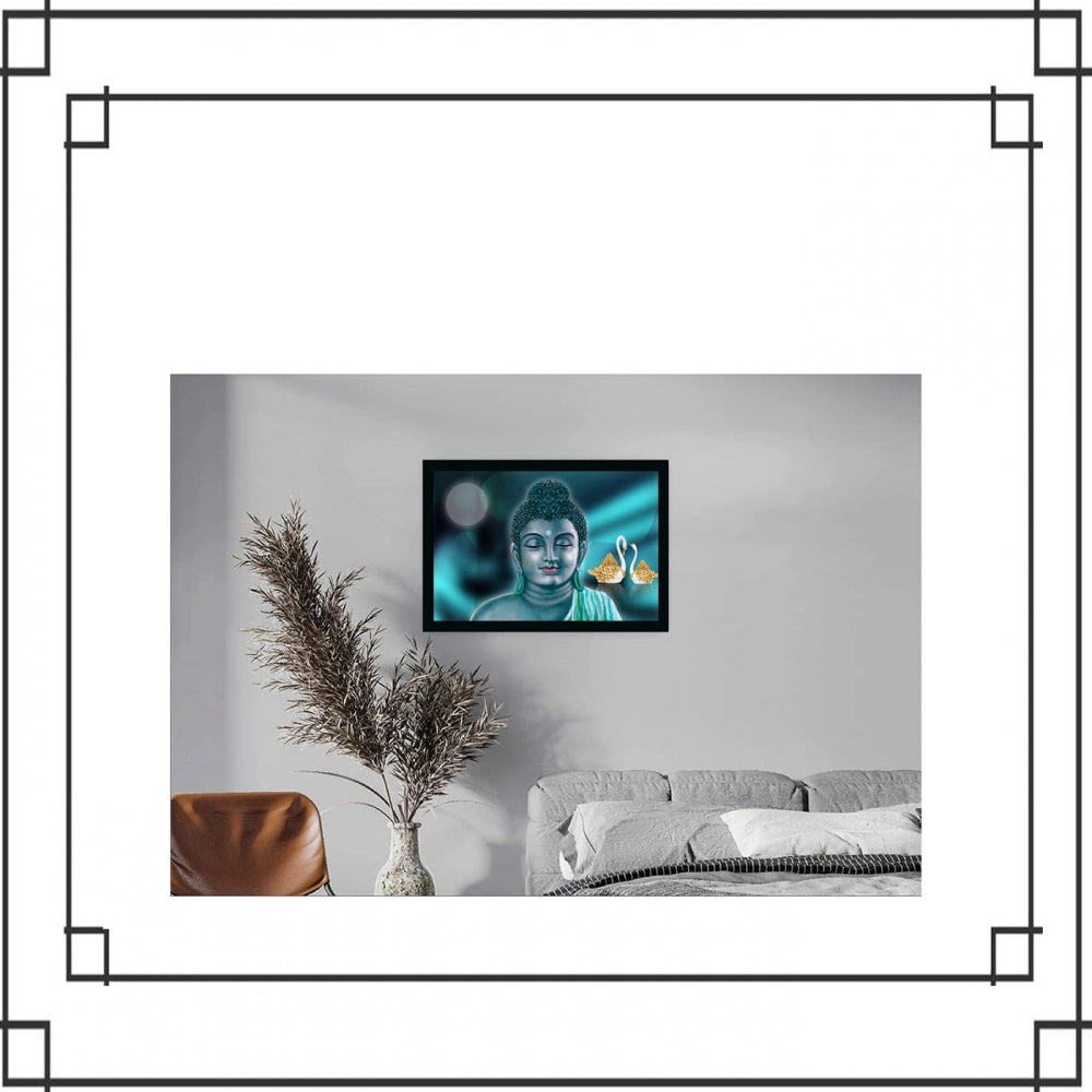 Fashion Buddha Painting with Synthetic Photo Frame (Multicolor)