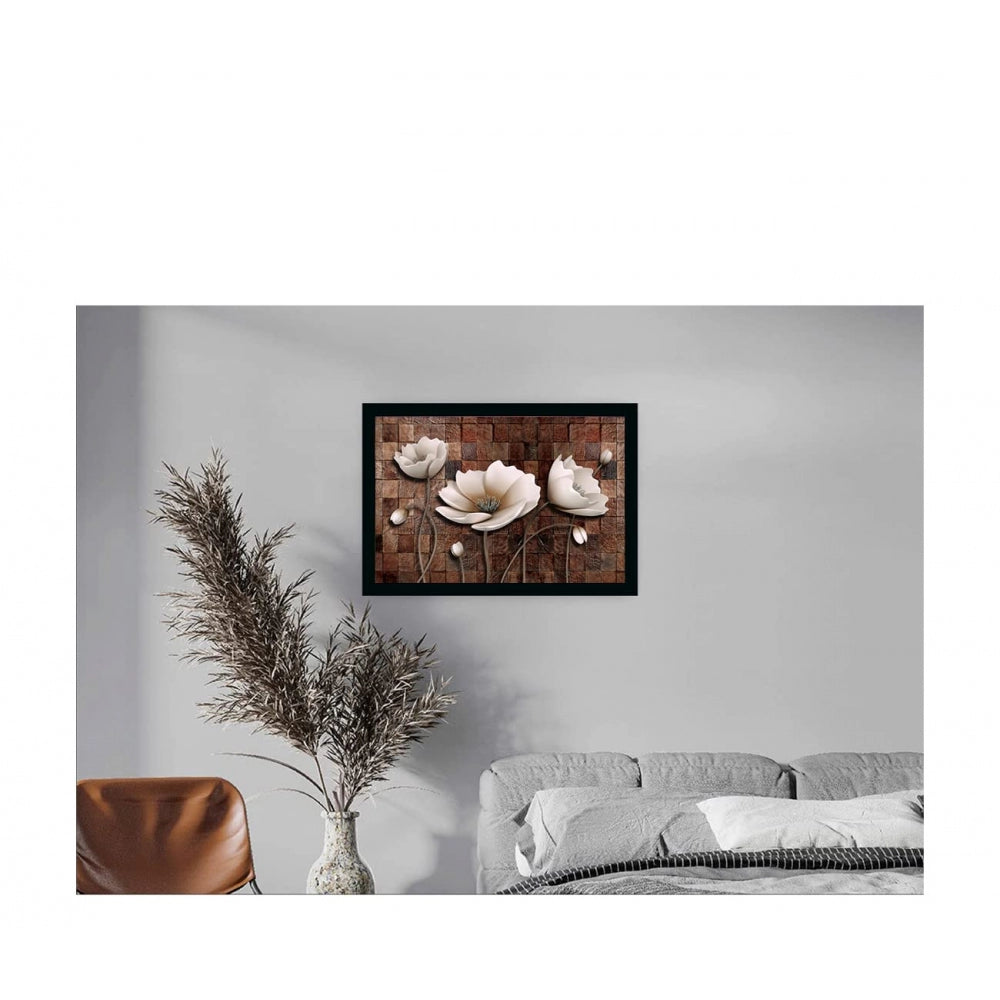 Amfyn Flower Painting with Synthetic Photo Frame (Multicolor)