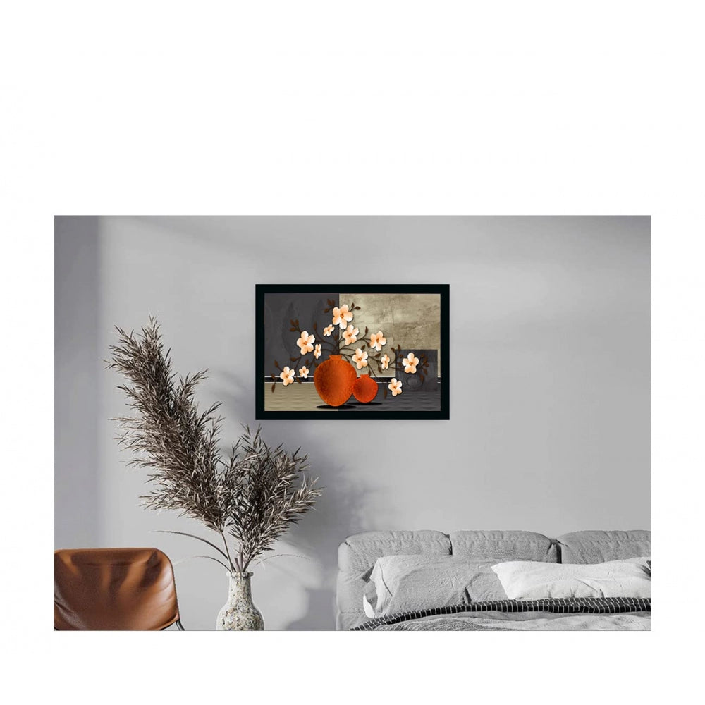 Amfyn Flower Painting Painting with Synthetic Photo Frame (Multicolor)