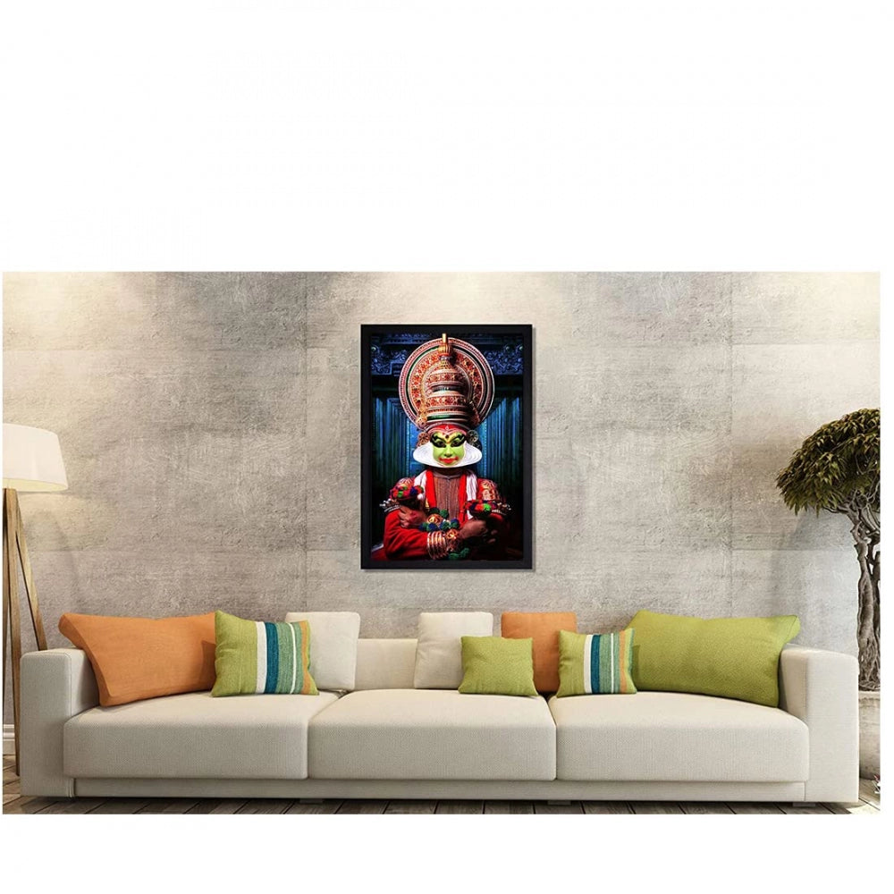 Amfyn Kerala Traditional Kathakali Painting with Synthetic Photo Frame (Multicolor)