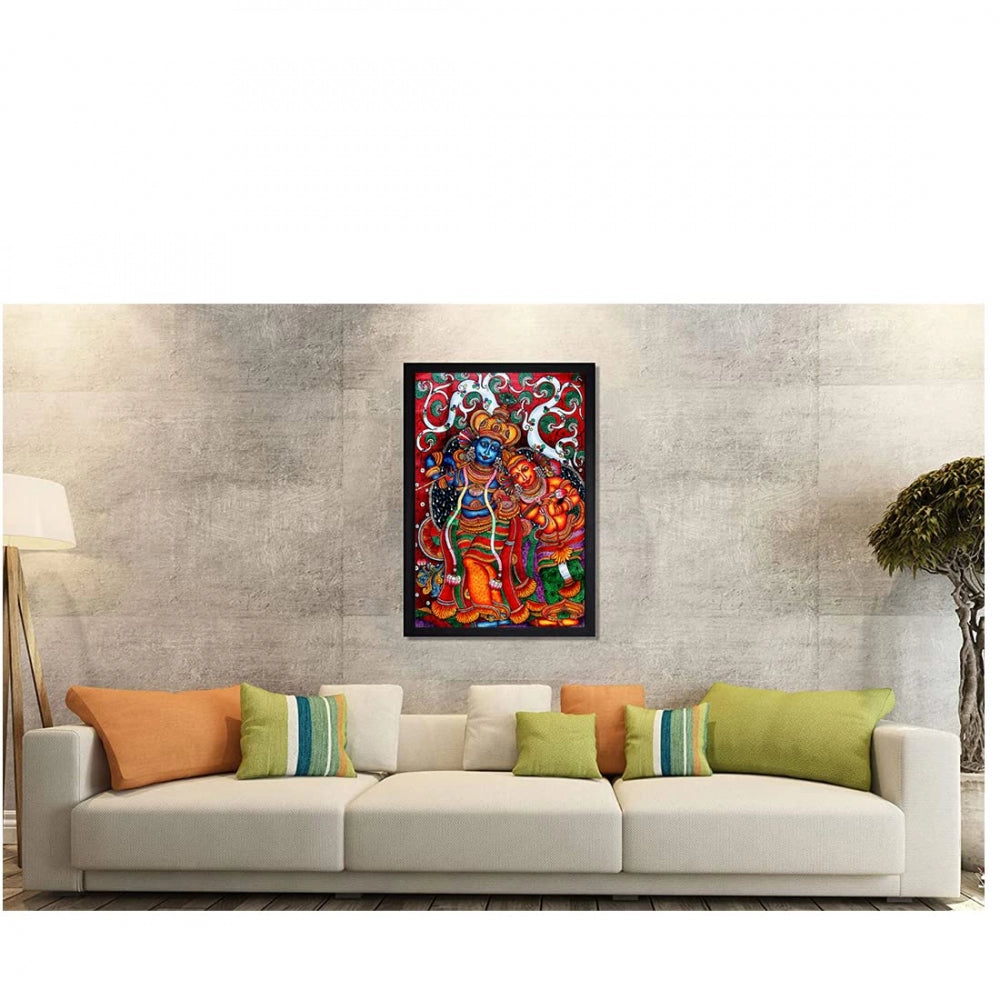 Amfyn Kerala Traditional Mural Art Painting with Synthetic Photo Frame (Multicolor)