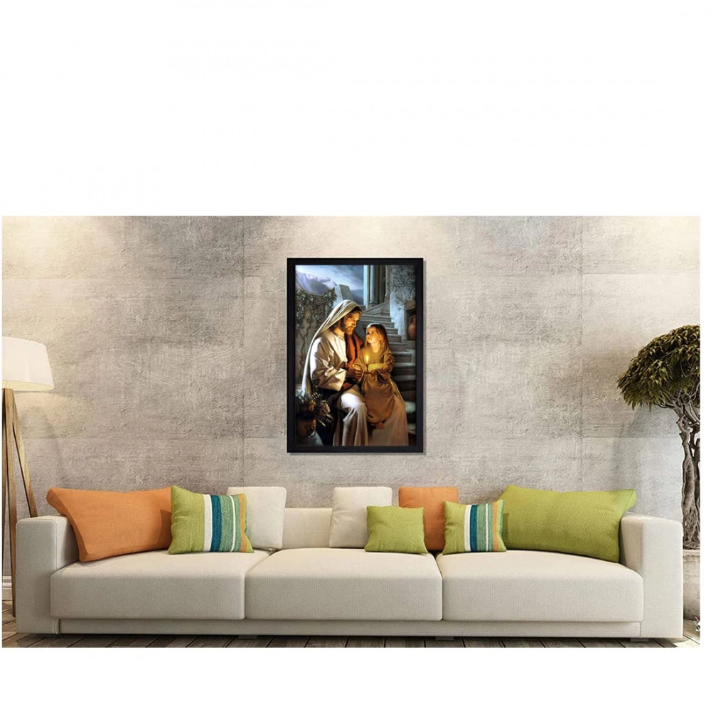 Amfyn Jesus Christ Painting with Synthetic Photo Frame (Multicolor)