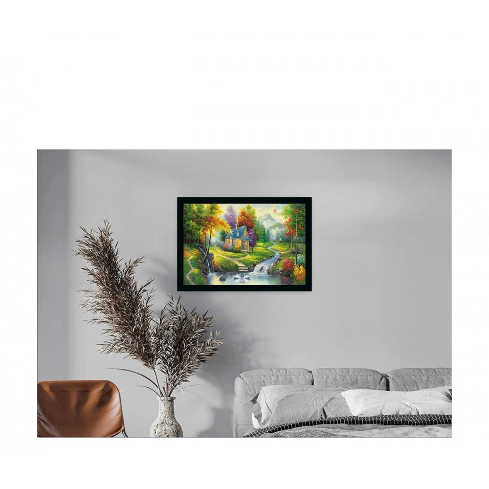 Amfyn Natural Scenery Painting with Synthetic Photo Frame (Multicolor)