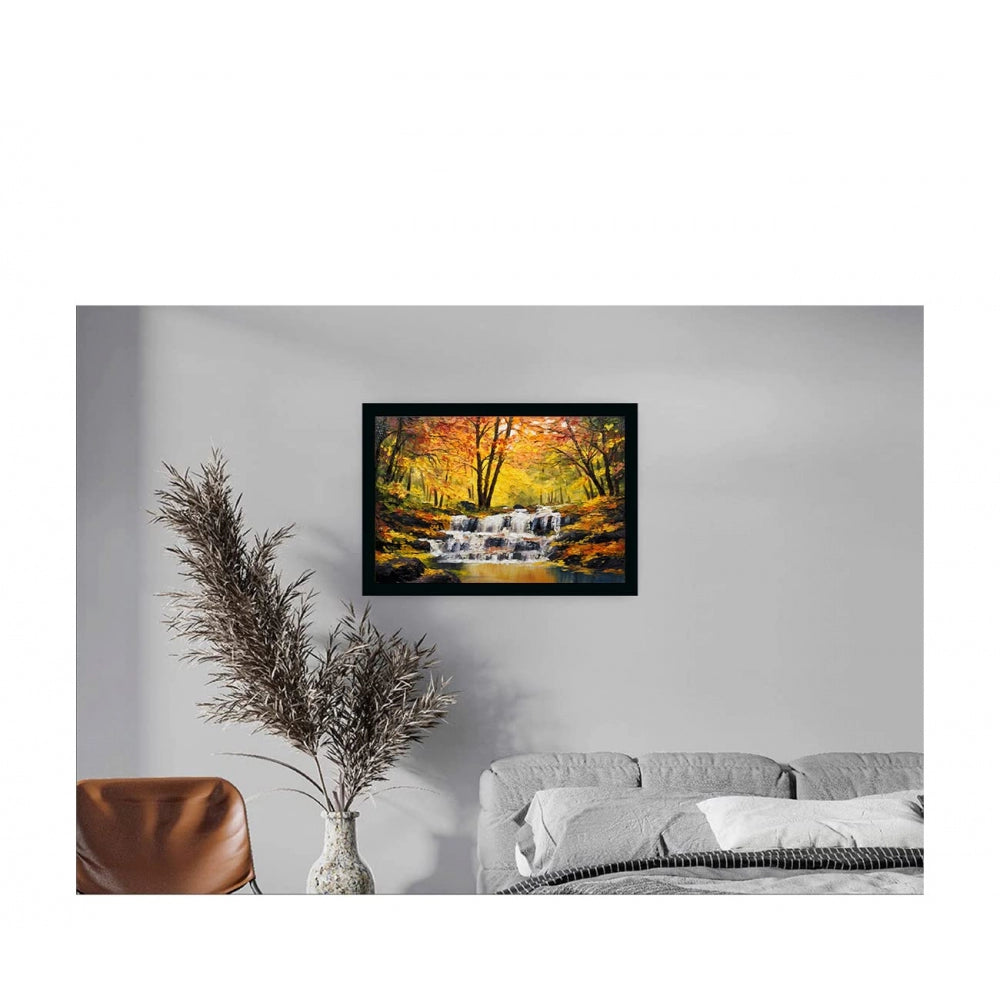 Amfyn Natural Wate Painting with Synthetic Photo Frame (Multicolor)