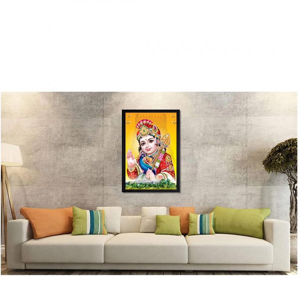 Amfyn Murugan Painting with Synthetic Photo Frame (Multicolor)