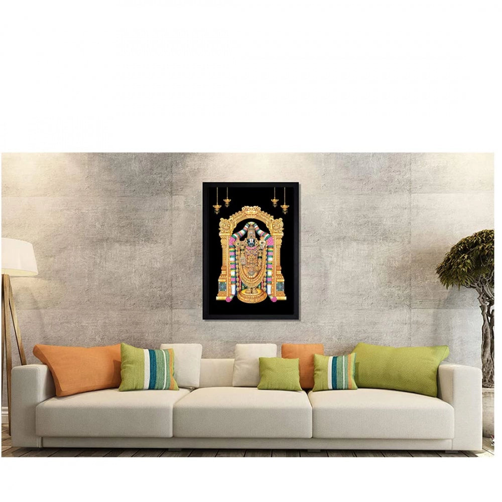 Amfyn Tirupati Balaji Painting with Synthetic Photo Frame (Multicolor)