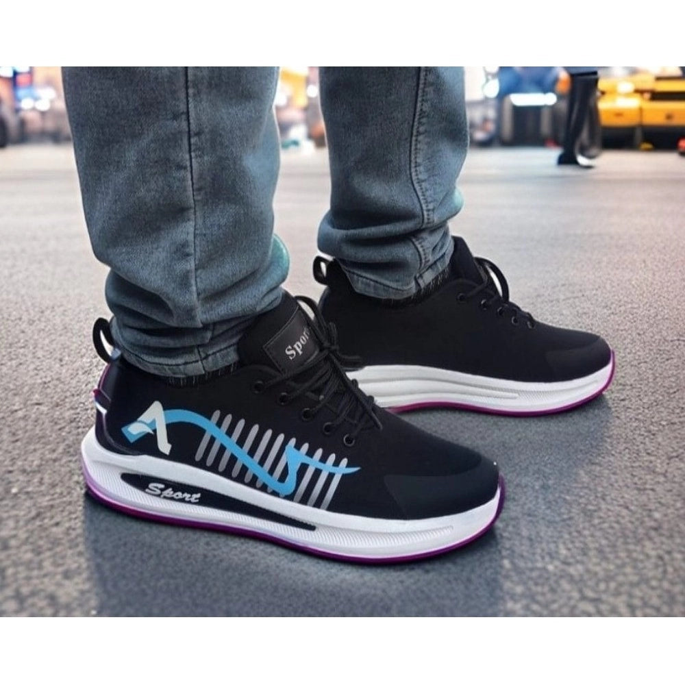 Amfyn Men's Solid Synthetic Casual Shoes (Blue)