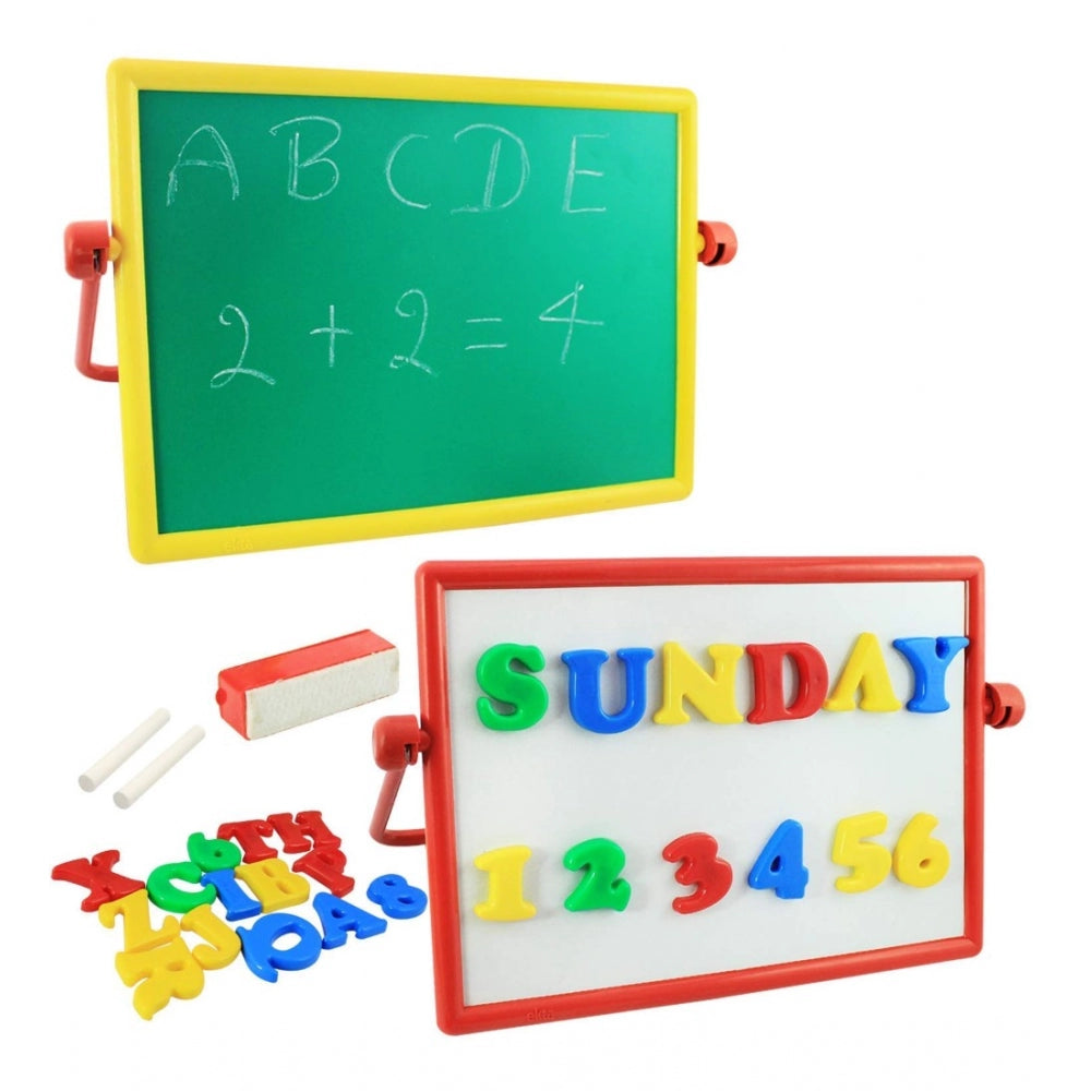 Amfyn Plastic 2 In 1 Magnetic Alphabets Numbers Comem Writing Board For Kids (Multicolor)