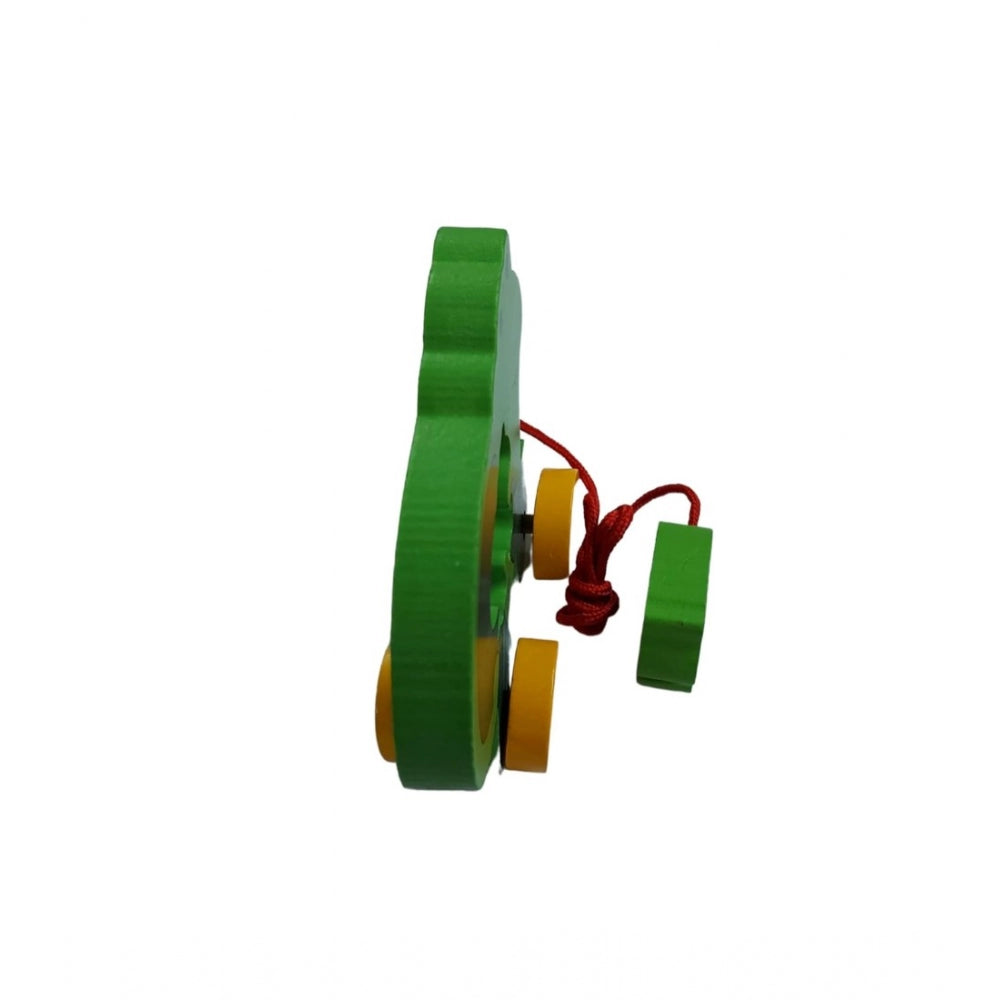 Amfyn Wooden Pull Along Toy For Babies Toddlers Frog (Multicolor)