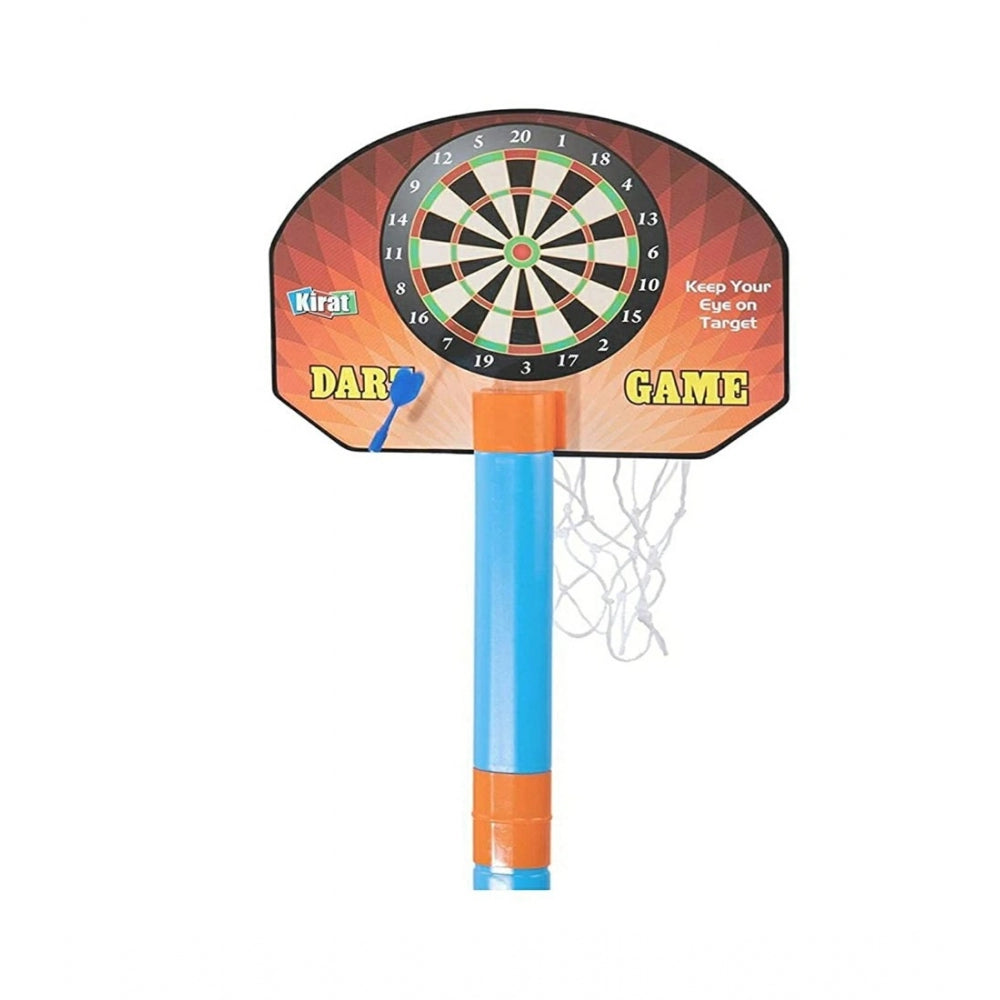 Amfyn Plastic Basketball For Kids 2 In1 Set With Adjustable Stand (Multicolor)