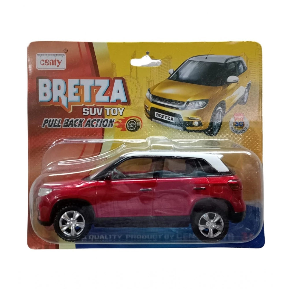 Amfyn Plastic Brezza Red White Suv Car For Kids (Red)