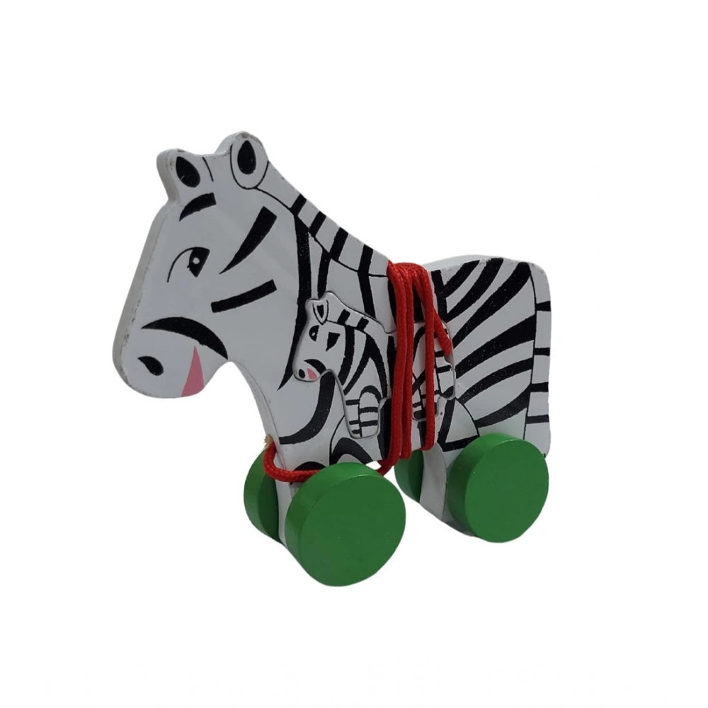 Amfyn Multicolor Pull Along Toy For Babies Toddlers Zebra (Multicolor)