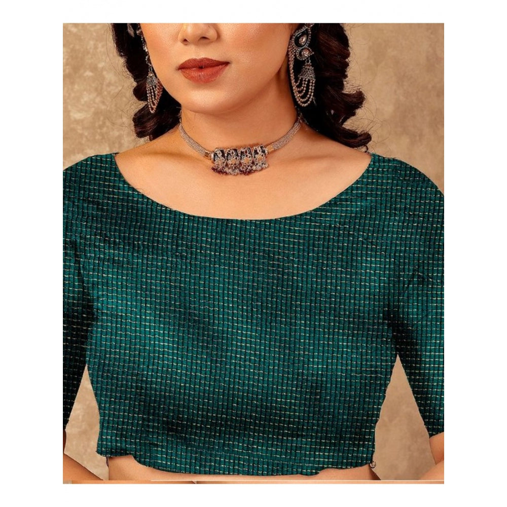 Amfyn Women's Zomto Bandhani Saree With Unstitched Blouse (Teal Blue, 5-6 Mtrs)