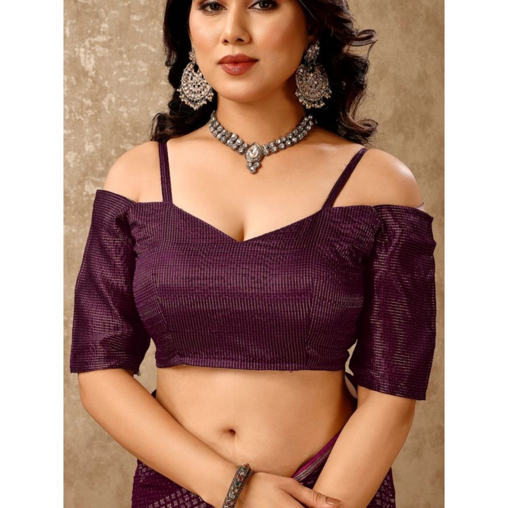 Amfyn Women's Zomto Bandhani Saree With Unstitched Blouse (Wine, 5-6 Mtrs)