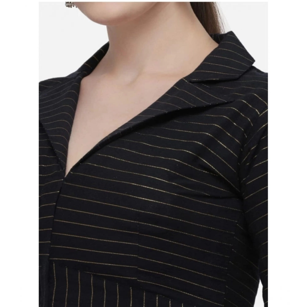 Amfyn Women's Cotton Striped Readymade Blouse (Black, Size: Free Size)
