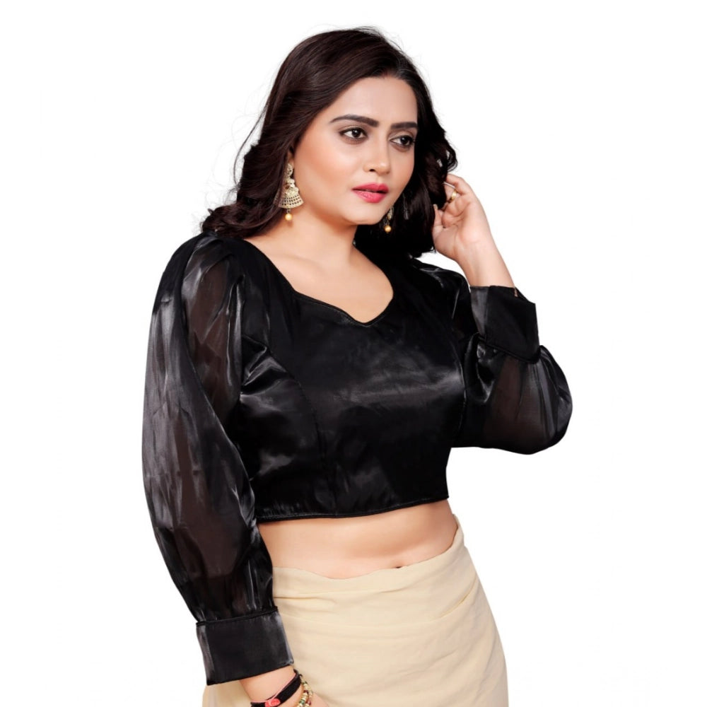 Amfyn Women's Organza Plain Readymade Blouse (Cream, Size: Free Size)