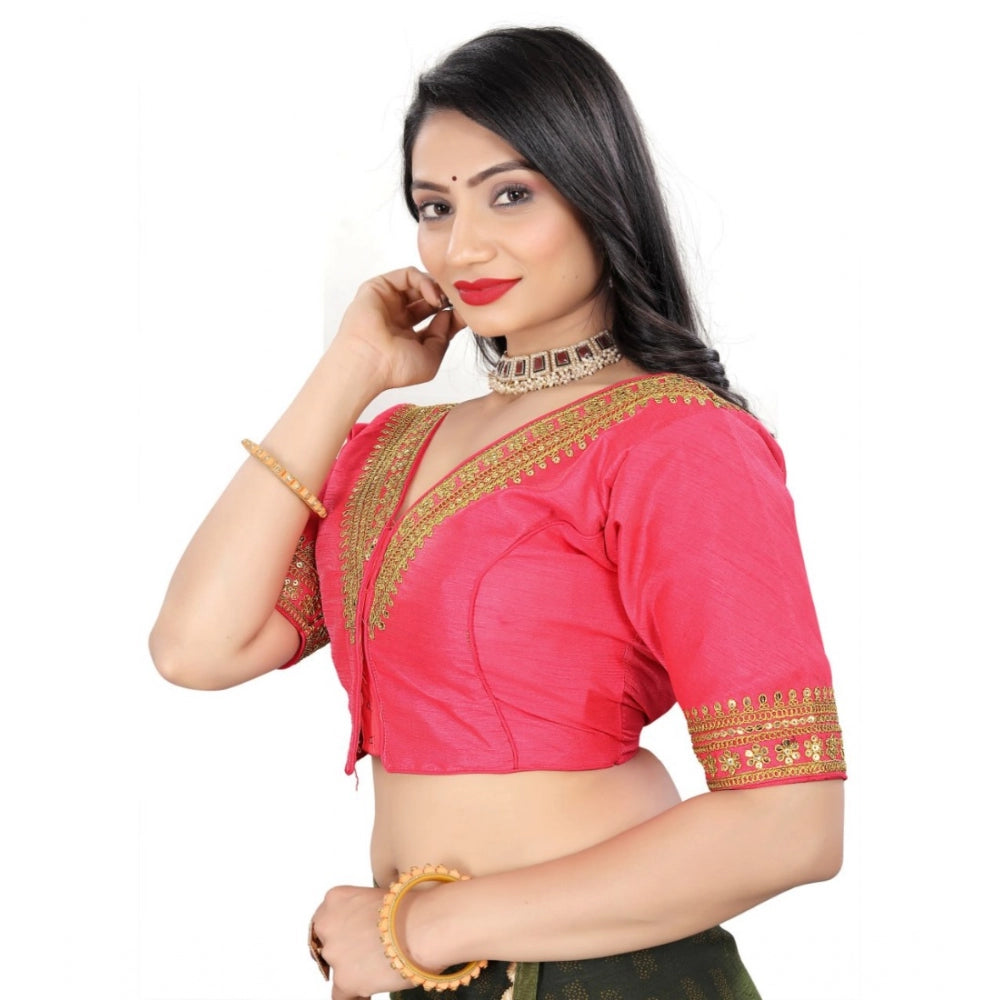 Amfyn Women's Banglory Embroidery Readymade Blouse (Pink, Size: Free Size)