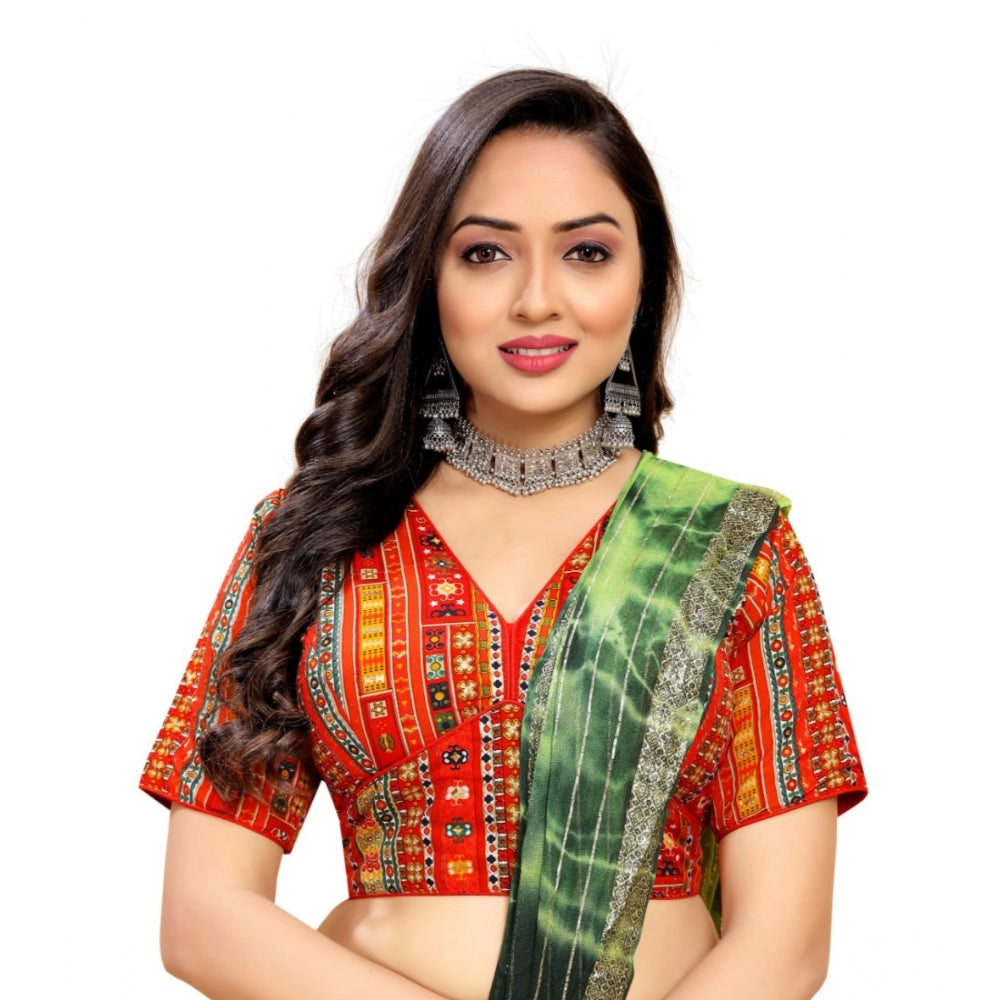 Amfyn Women's Cotton Blend Plain Readymade Blouse (Red, Size: Free Size)