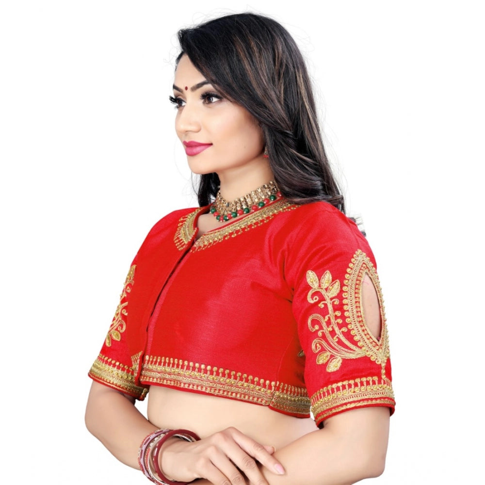 Amfyn Women's Phantom Embroidery Readymade Blouse (Red, Size: Free Size)