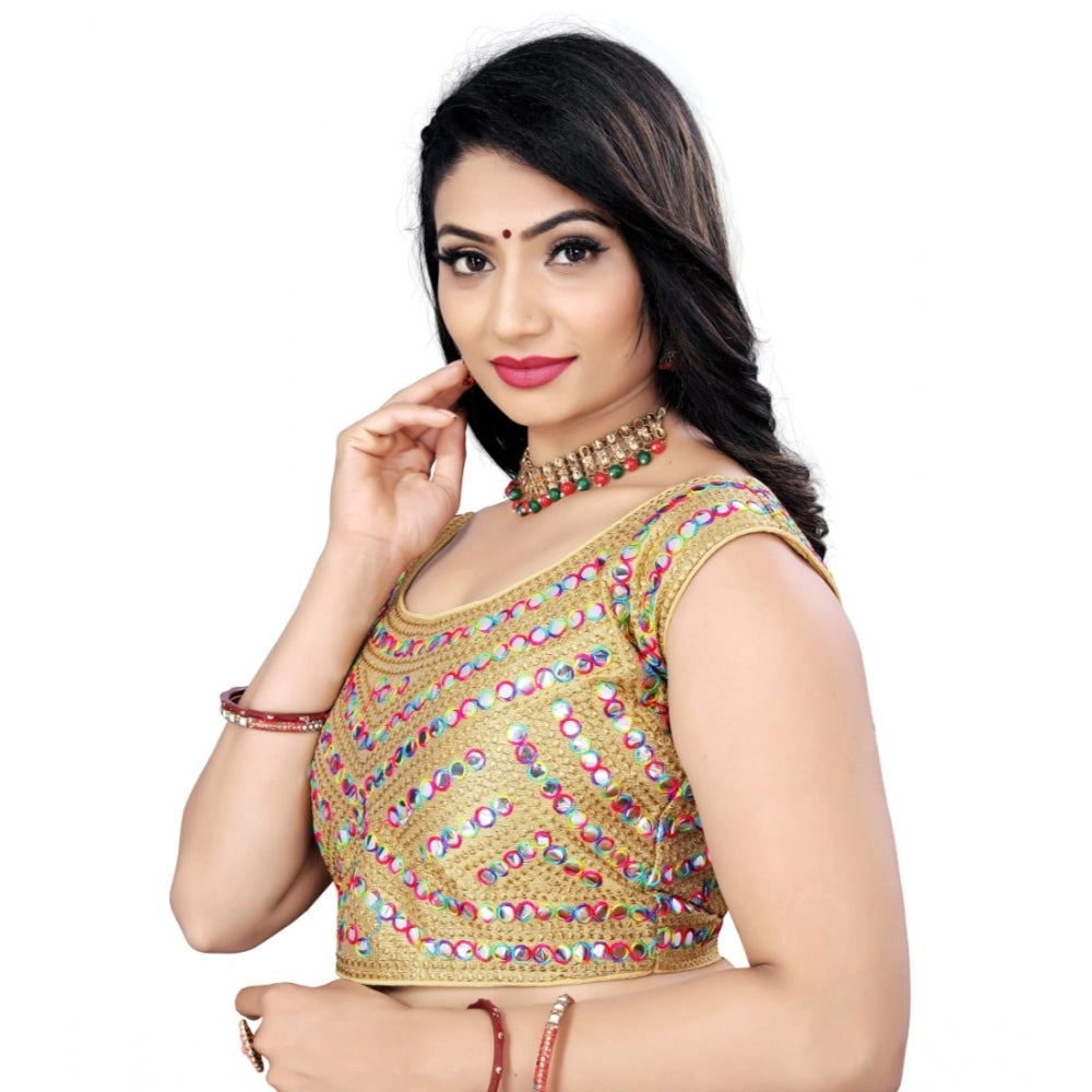 Amfyn Women's Phantom Paper Mirror Readymade Blouse (Beige, Size: Free Size)