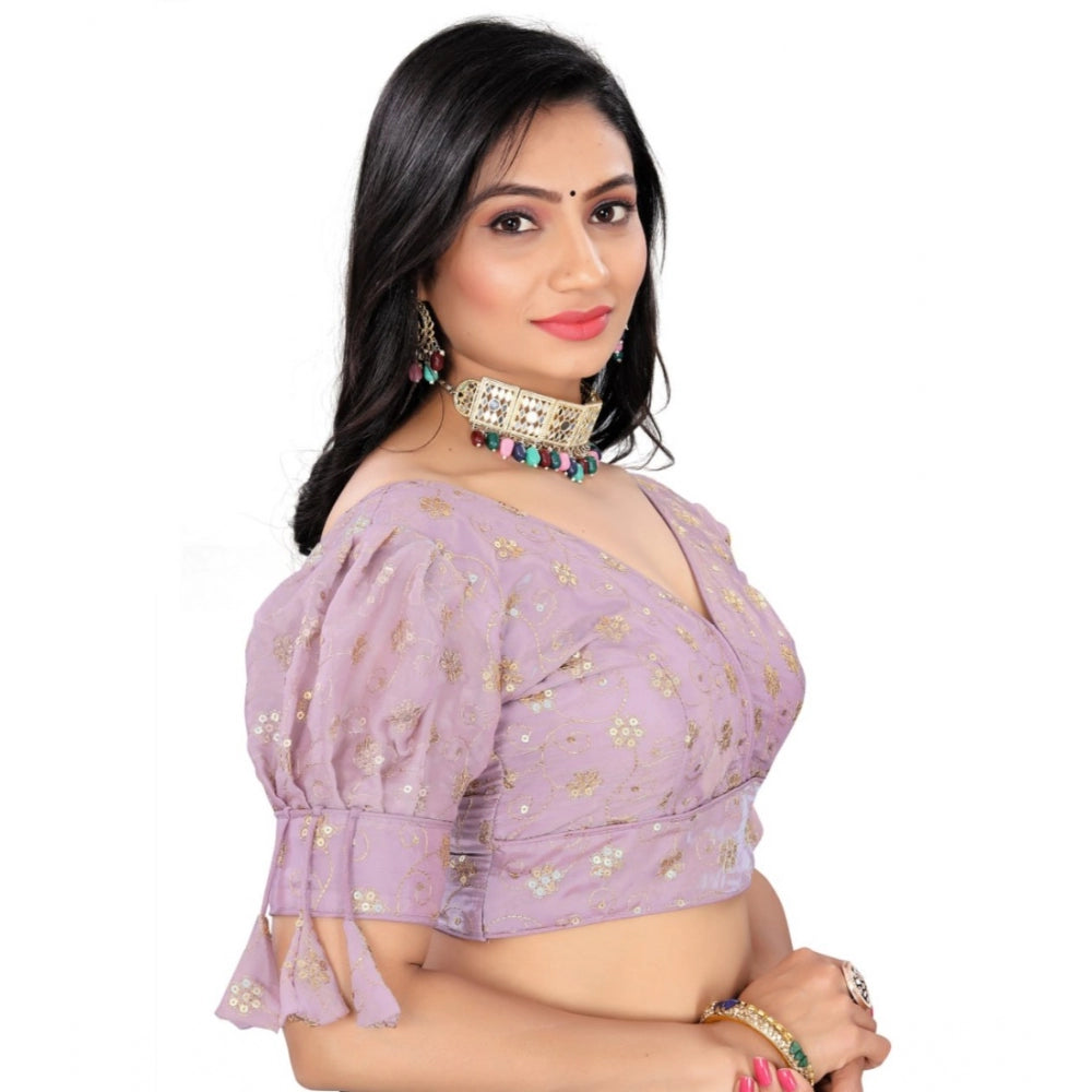 Amfyn Women's Jimmy Choo Embroidery Readymade Blouse (Lavender, Size: Free Size)