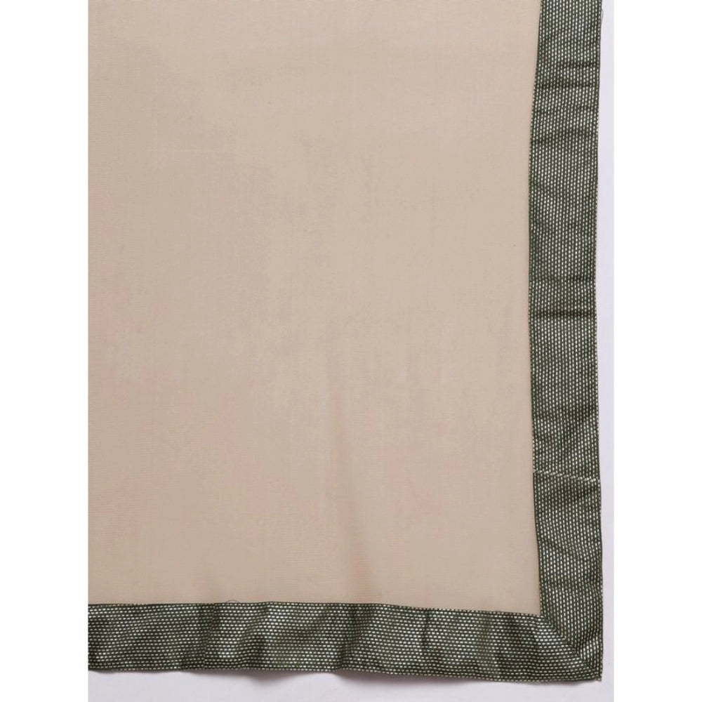 Amfyn Women's Casual 3-4Th Sleeve Floral Printed Chanderi Cotton Kurti Palazzo And Dupatta Set (Green)