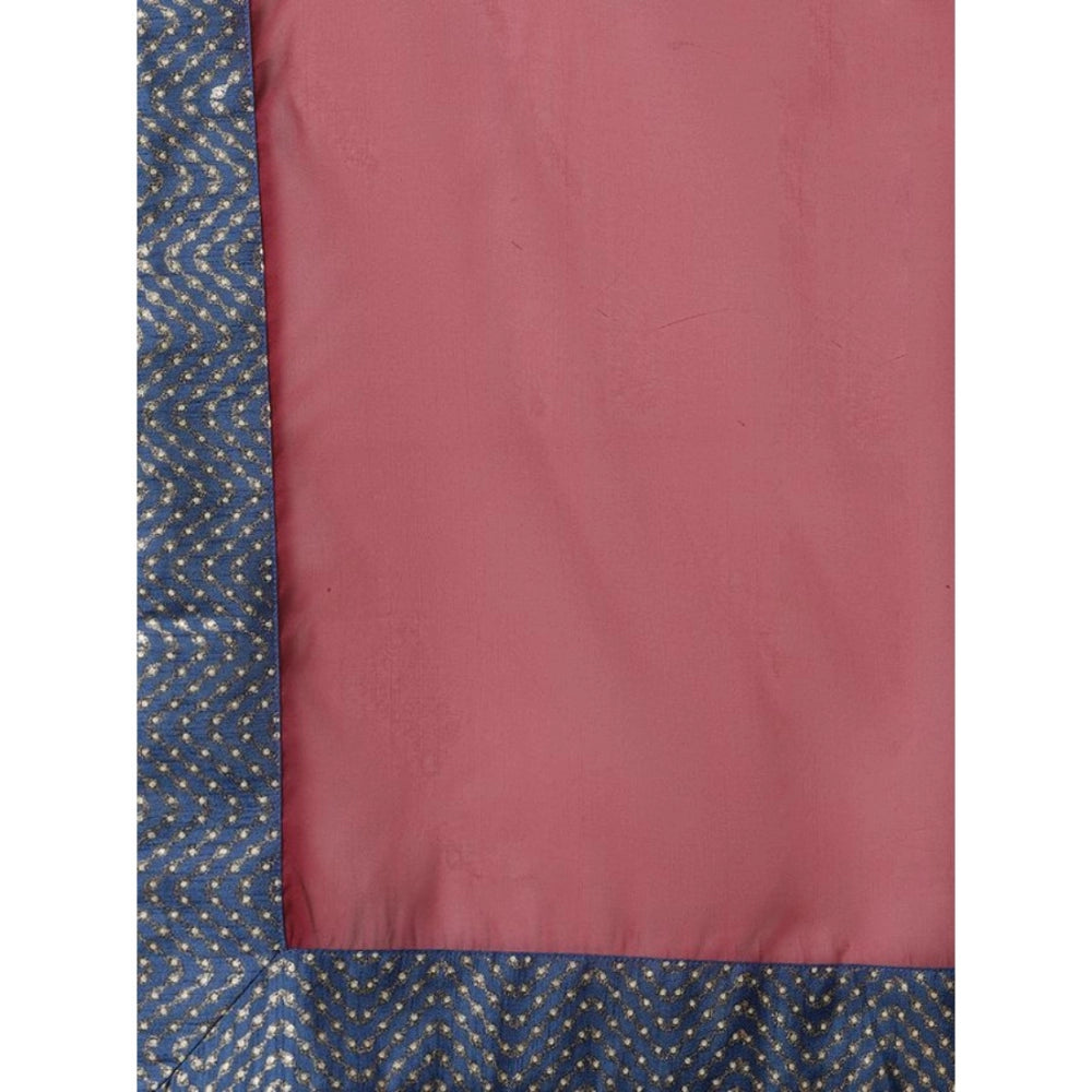 Amfyn Women's Casual 3-4Th Sleeve Floral Printed Poly Silk KurtiPalazzo And Dupatta Set (Blue)