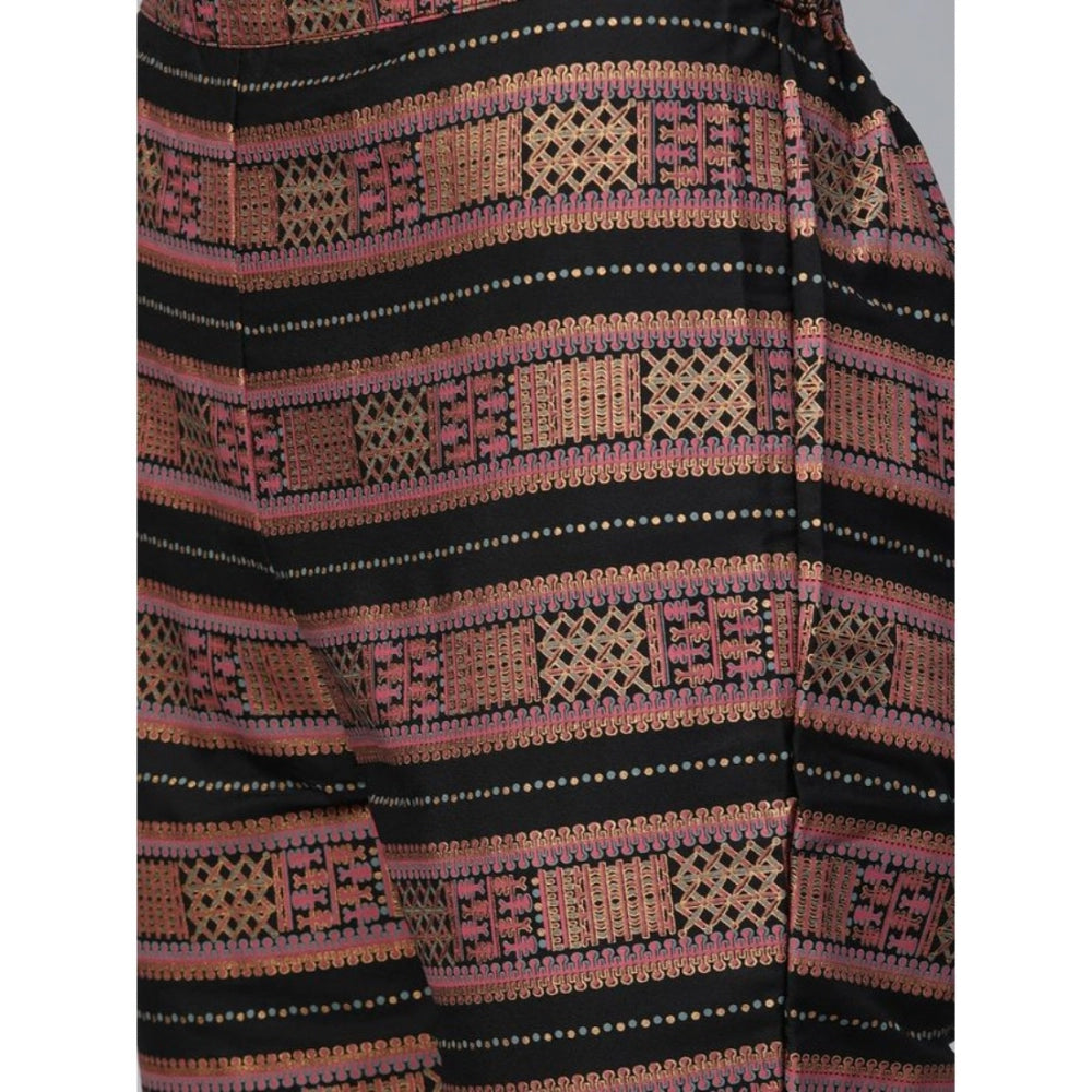 Amfyn Women's Casual 3-4Th Sleeve Foil Printed Crepe Kurti and Pant Set (Pink)