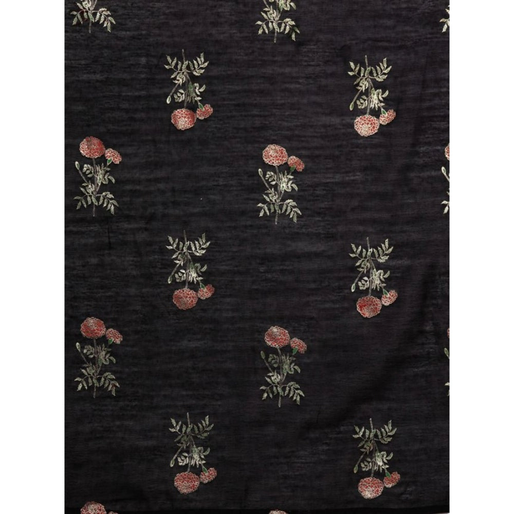 Amfyn Women's Casual 3-4Th Sleeve Ethnic Motifs Crepe Kurti Palazzo And Dupatta Set (Black)