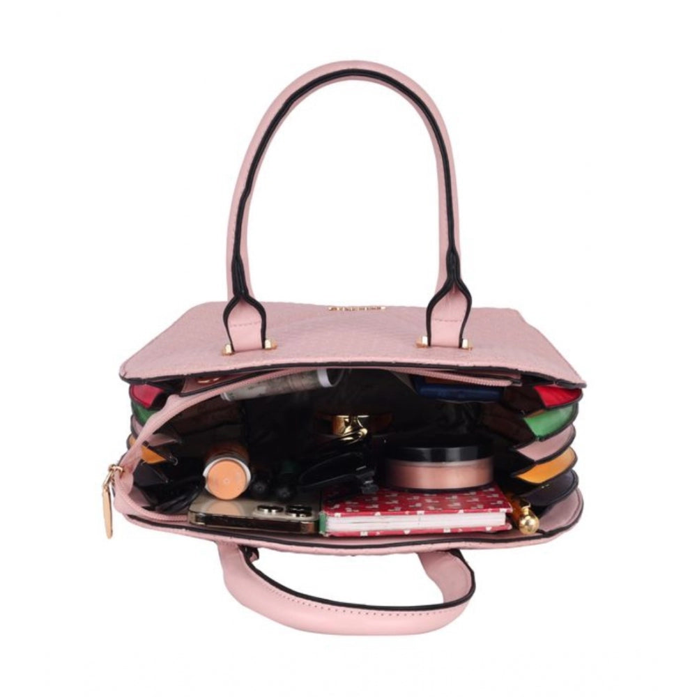 Fashion Women's Faux Leather Printed Adjustable Long Belt Handbag (Pink)