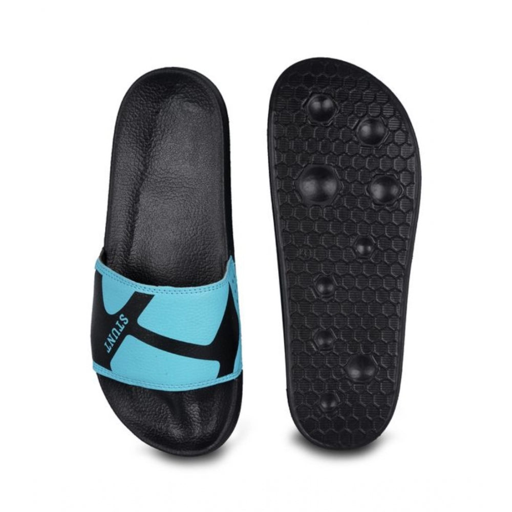 Amfyn Men's Rubber Comfortable Flip-Flops and Slippers (Black)