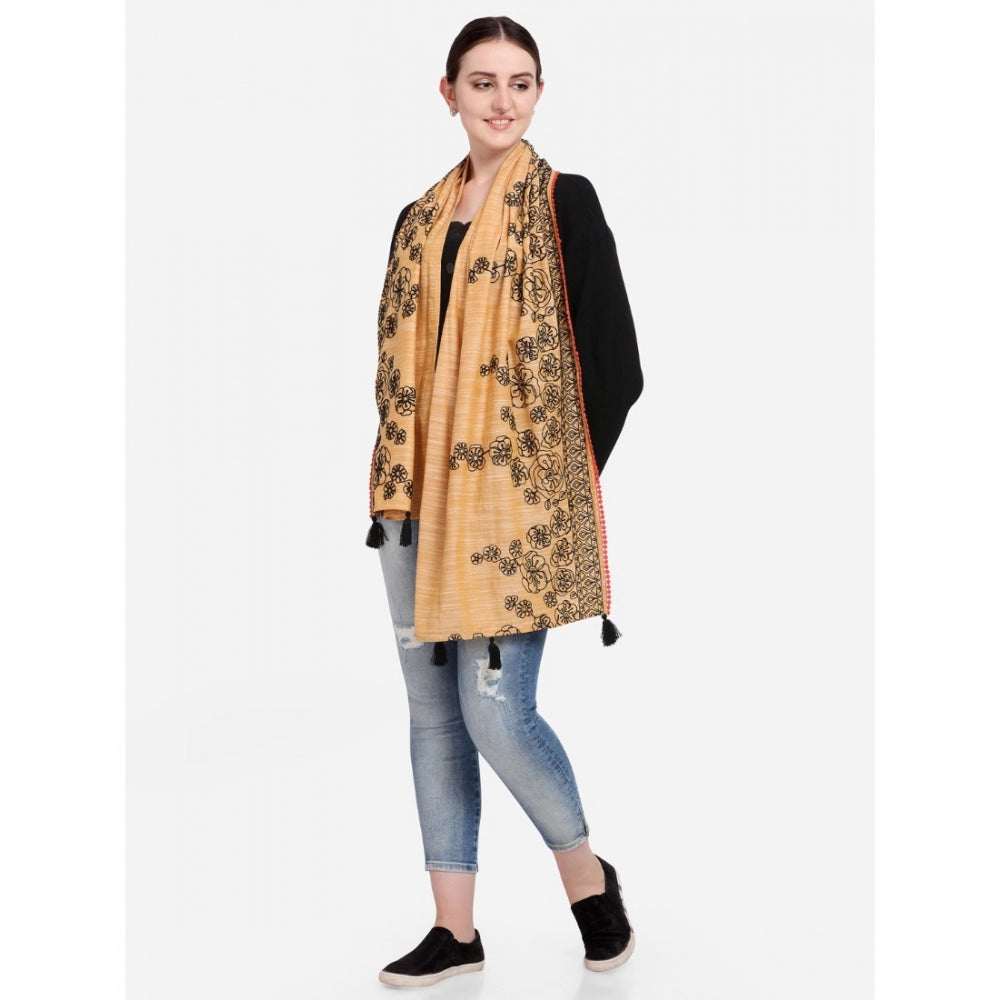 Amfyn Women's Cotton Opaque Stole (Orange, Length: 1.5 to 2 Mtr)