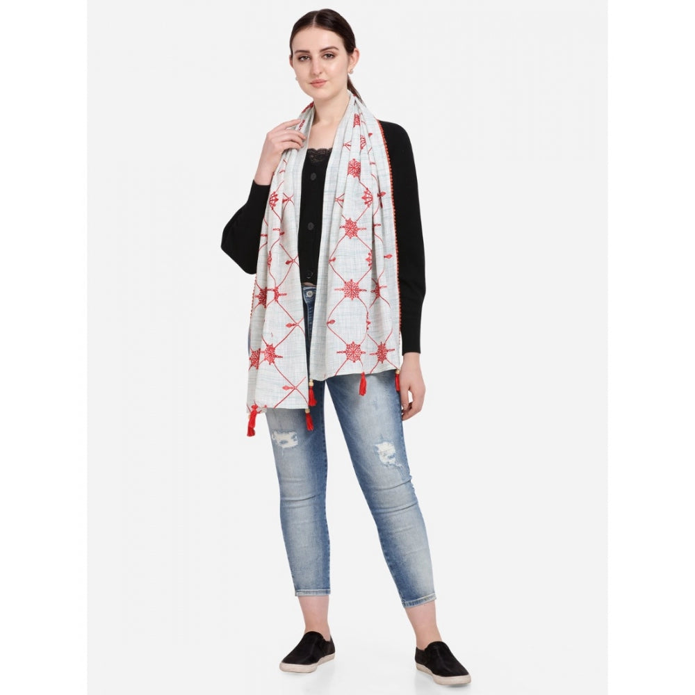 Amfyn Women's Cotton Opaque Stole (White, Length: 1.5 to 2 Mtr)