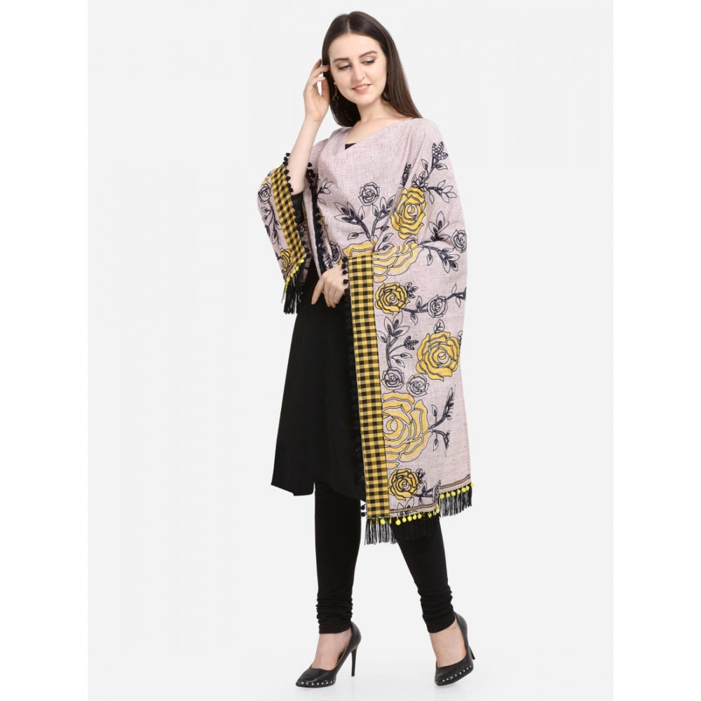 Amfyn Women's Cotton Embroidered Dupatta (Gray, Length: 1.5 to 2 Mtr)
