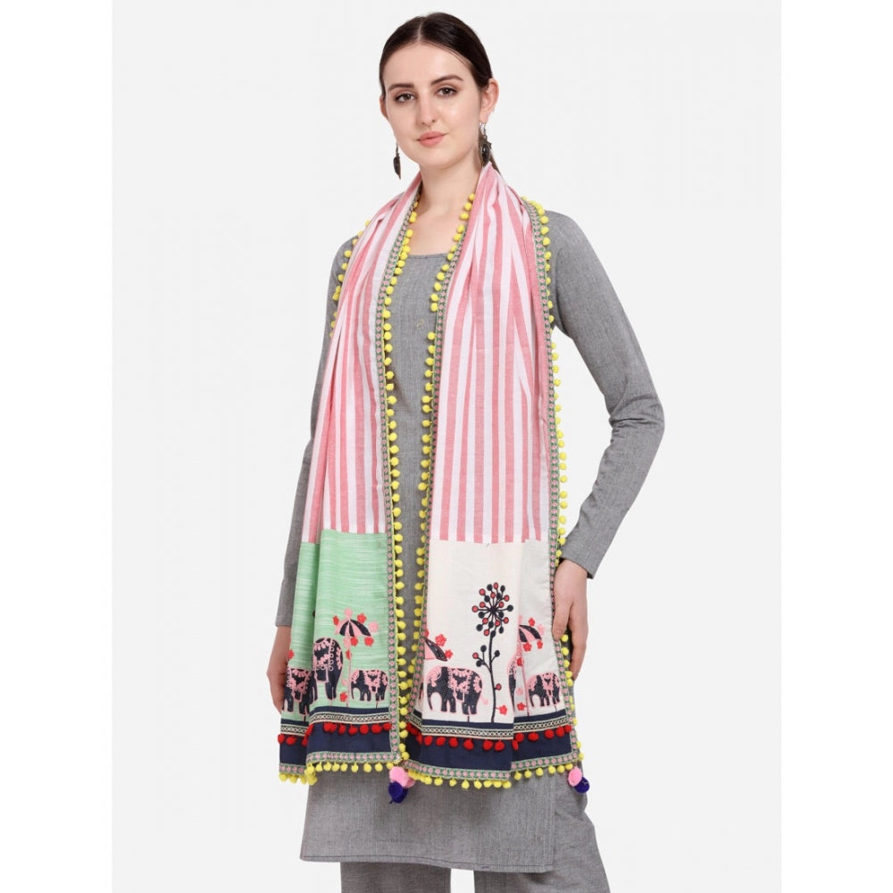Amfyn Women's Cotton Embroidered Dupatta (Off White, Length: 1.5 to 2 Mtr)
