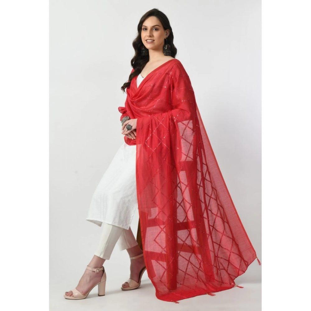 Amfyn Women's Chanderi Self design Dupatta (Rani, Length: Free Size)