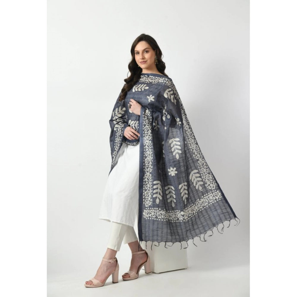 Amfyn Women's Cotton Printed Dupatta (Grey, Length: Free Size)