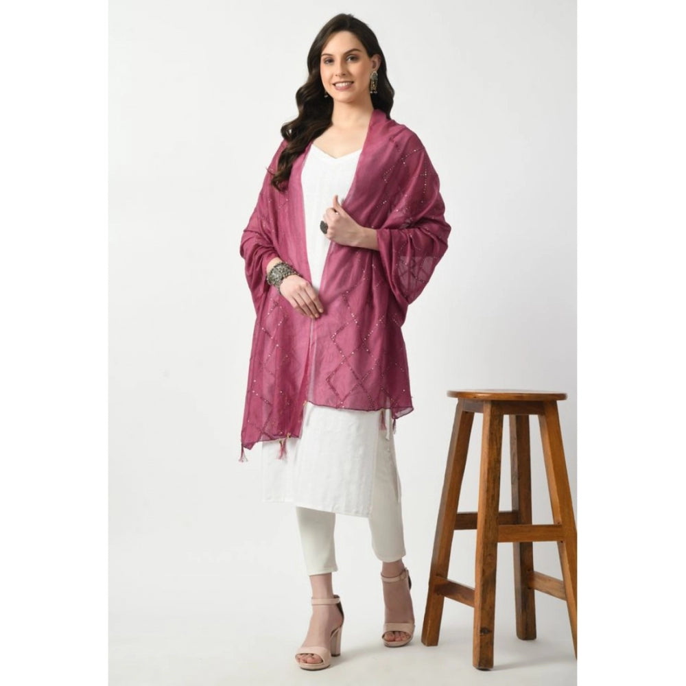 Amfyn Women's Chanderi Self design Dupatta (Levender, Length: Free Size)